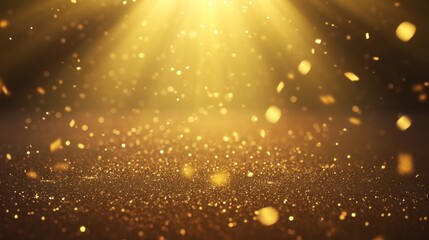 Canvas Print - Golden Sparkle Background with Light Rays