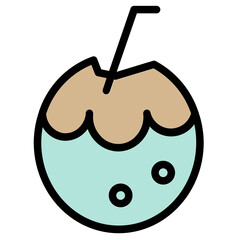 Sticker - Beach Coconut Summer Filled Outline Icon