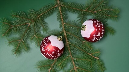 Poster - spruce branches with christmas toy