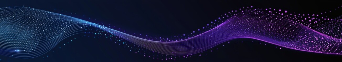 Poster - Wireframe 3D wave or mountain map with neon glow blue and purple. Realistic modern futuristic cyber background with grid topography landscape and wavy geometric surface.