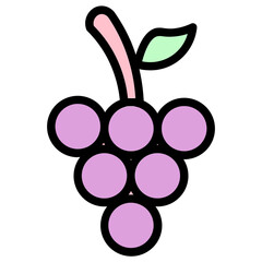 Sticker - Food Fruit Grape Filled Outline Icon