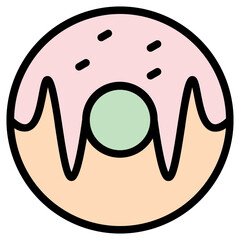 Sticker - Donut Bakery Dessert Filled Outline Icon