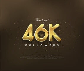 Wall Mural - Golden design for thank you 46k followers, vector greeting banner design, social media post poster.