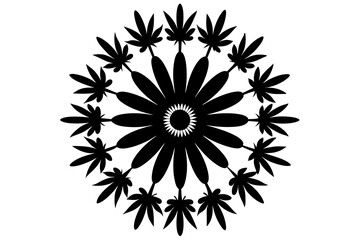 Daisy Mandala, silhouette black color vector art illustration