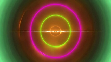 Poster - Colorful concentric circles and glowing line, abstract animation background