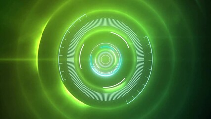 Wall Mural - Green circular animation with concentric rings and glowing lines