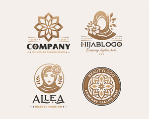 Beauty elegant hijab arabic woman logo design for business company