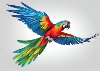 Wall Mural - Colorful flying parrot isolated on white.