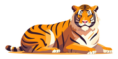 Canvas Print - Cute tiger isolated. Beautiful image of a tiger. Tiger in flat style. Vector illustration