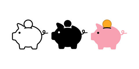 Set of Piggy bank icons. for mobile concept and web design. vector illustration on white background