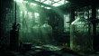 © AIrina - Abandoned cloning laboratory with broken glass chambers and overgrown vines