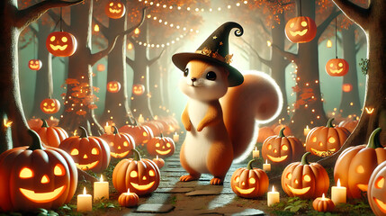 Fototapete - halloween background with pumpkin