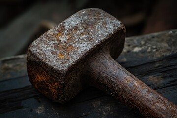 Canvas Print - Close-up of a Worn and Rusty Hammer Head