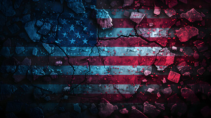 Poster - Usa Flag Abstract Pixel Art