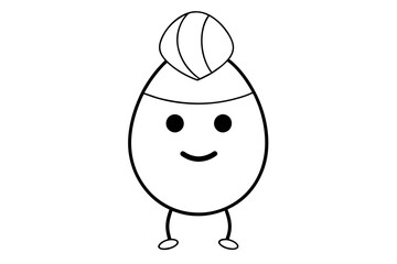 Wall Mural - Egg character line art with casual cool hair vector art illustration