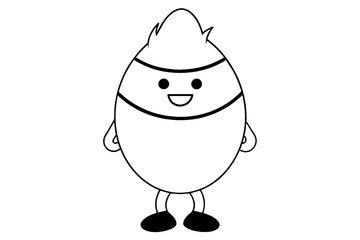 Wall Mural - Egg character line art with casual cool hair vector art illustration