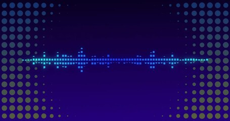 Wall Mural - Sound wave animation with blue and green dots on dark background