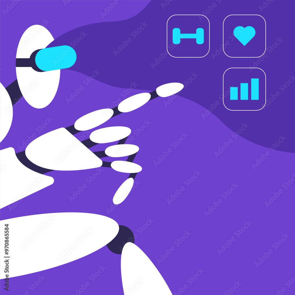 VR workout with AI Robot. High intensity interval training, palates ...