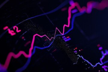 Aufkleber - World map with data charts and stats, futuristic interface with technological background, stock market data