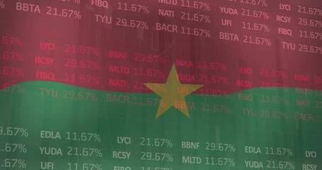 Poster - Stock market data animation over Burkina Faso flag