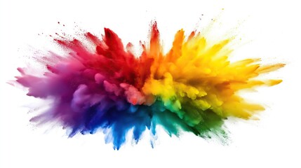 Wall Mural - colorful rainbow color paint explosion isolated on white background