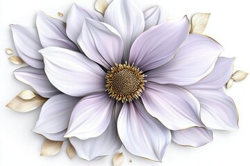 Poster - Violet flowers blooming at the top of a white background, isolated from the rest of the world