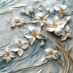 Canvas Print - The layout was made with snowdrop flowers on a bright blue background. It has a minimal spring concept.