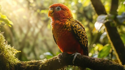 Wall Mural - Golden-Crested Parrot Perched on a Branch