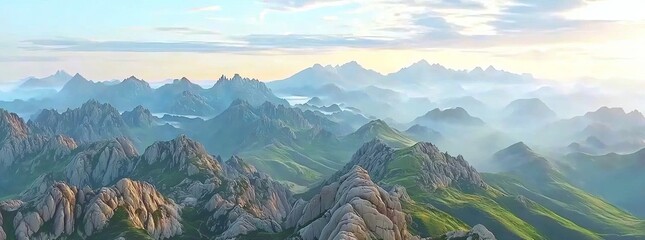 Poster - Slovak Tatras sunset panorama from a peak