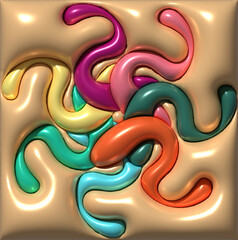 Aufkleber - Abstract background with shiny smooth surface, 3D rendering illustration