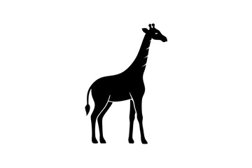 Wall Mural - Giraffe logo icon, simple vector art style, silhouette black vector art illustration