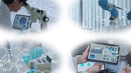 Poster - 様々な実験シーンと化学技術　白バックからのブラートランジション
