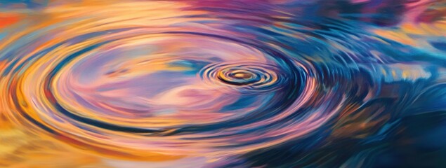 Wall Mural - Colorful ripples on water's surface reflecting vibrant hues.