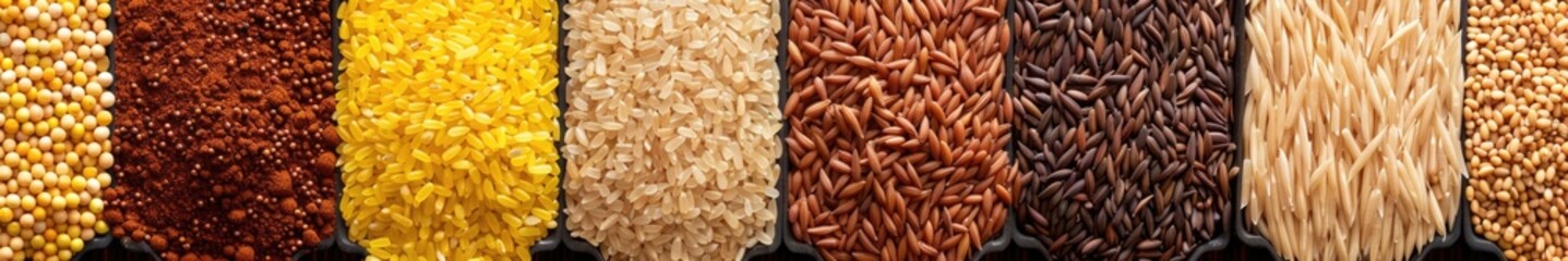 Diverse Grains and Cereals Assortment Banner