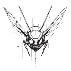 Wasp in cartoon, doodle style . Image for t-shirt, web, mobile apps and ui. Isolated 2d vector illustration in logo, icon, sketch style, Eps 10, black and white. AI Generative