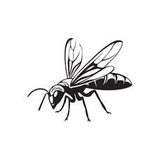 Wall Mural - Wasp in cartoon, doodle style . Image for t-shirt, web, mobile apps and ui. Isolated 2d vector illustration in logo, icon, sketch style, Eps 10, black and white. AI Generative