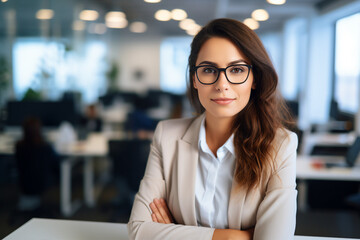 Wall Mural - Successful business people person in modern interior office space building made with Generative AI artwork