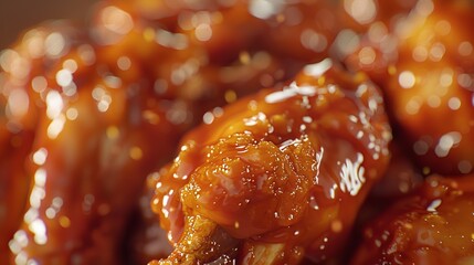 Sticker - A close up of chicken wings being dipped in bar