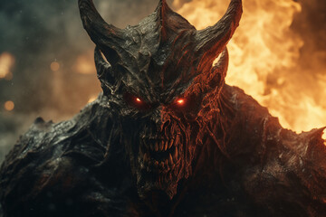 Wall Mural - A creepy spooky devil from hell created with generative AI illustration