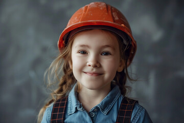 Wall Mural - Generated with AI portrait of funny charming cute child work as engineer