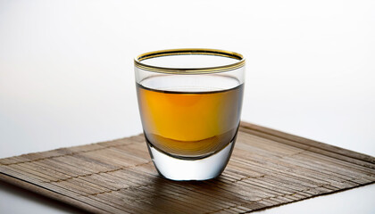 Wall Mural - Alcohol in a shot glass on a white background