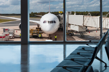 Airplane and Cancún International Airport  - Cancun, Mexico