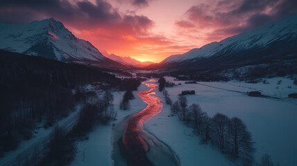 A river with a sunset in the background