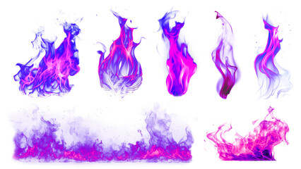 Canvas Print - Purple flame png cut out set