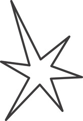 Wall Mural - y2k star shape. outline icon of abstract spark and shiny irregular flash burst. bling and twinkle ge