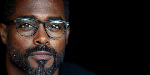 Wall Mural - Portrait of an attractive dark-skinned man wearing glasses