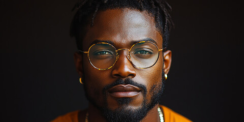 Wall Mural - Portrait of an attractive dark-skinned man wearing glasses