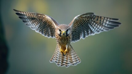 Sticker - Kestrel in Flight, Wings Spread, Striking Pose