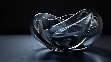 Leinwandbilder - Abstract glass shape photo, dark background, 3D rendering.