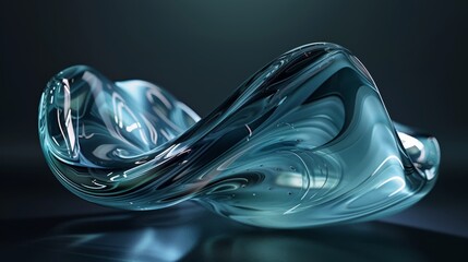 Leinwandbilder - Abstract glass shape photo, dark background, 3D rendering.